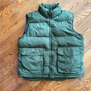 St. John's Bay Olive Green Vest with Blue Lining and Red Accent